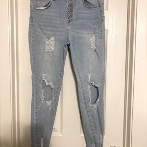 Wax Jeans Butt, I love you. skinny jeans, light wash, button fly